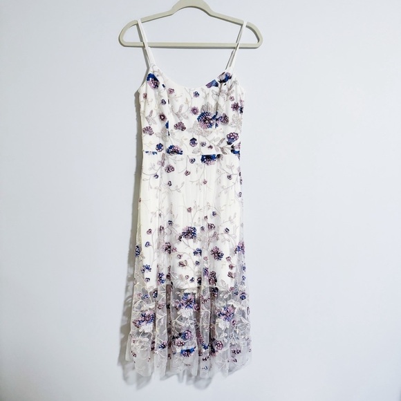 Dress the Population Dresses & Skirts - Dress the Population - White and Purple Beaded Dress